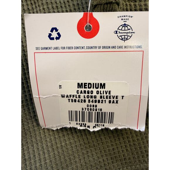 Champion Waffle Long Sleeve Shirt / Cargo Green / Mens Med *New w/Tag - Picture 10 of 10